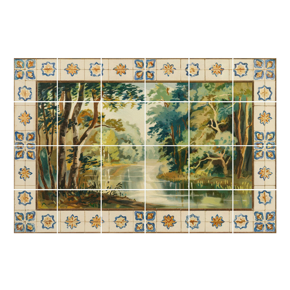 Vízálló csempe fólia Egy békés táj egy folyóval