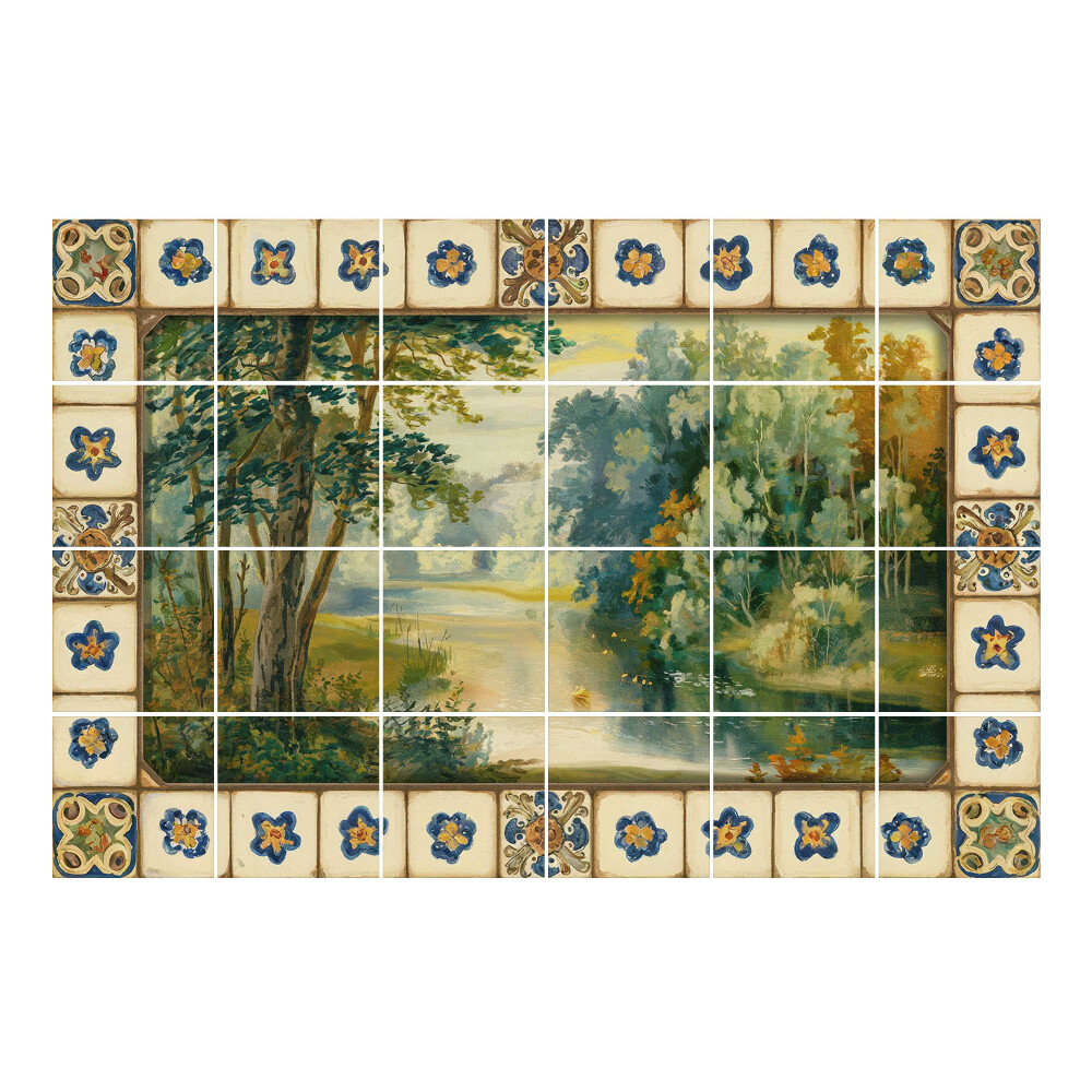 Csempe dekor matrica Festői táj folyóval