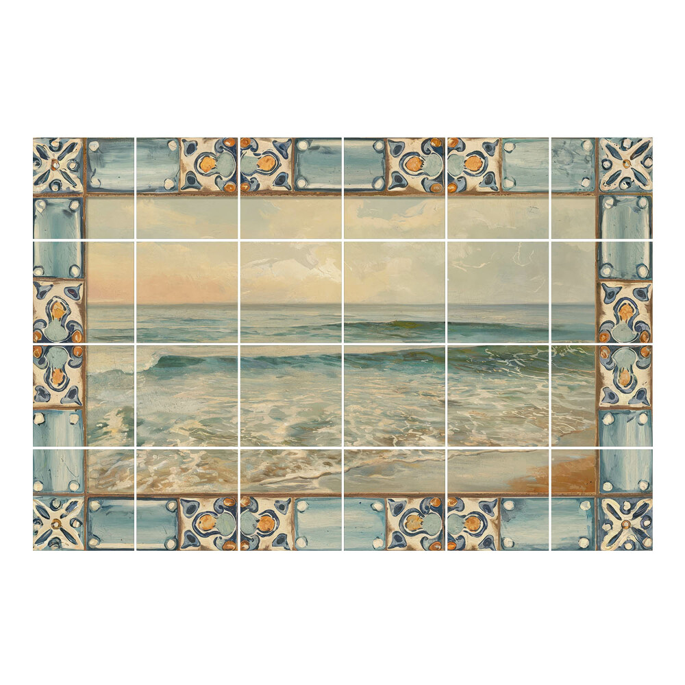 Vízálló csempe fólia A tenger díszes keretben