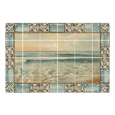 Vízálló csempe fólia A tenger díszes keretben