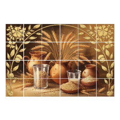 Csempefólia Betakarított gabonák és edények