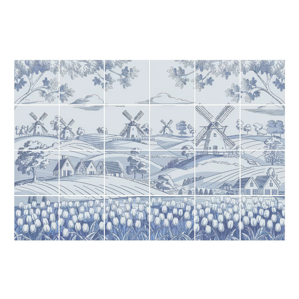 Csempe dekor matrica Idilli táj szélmalmokkal