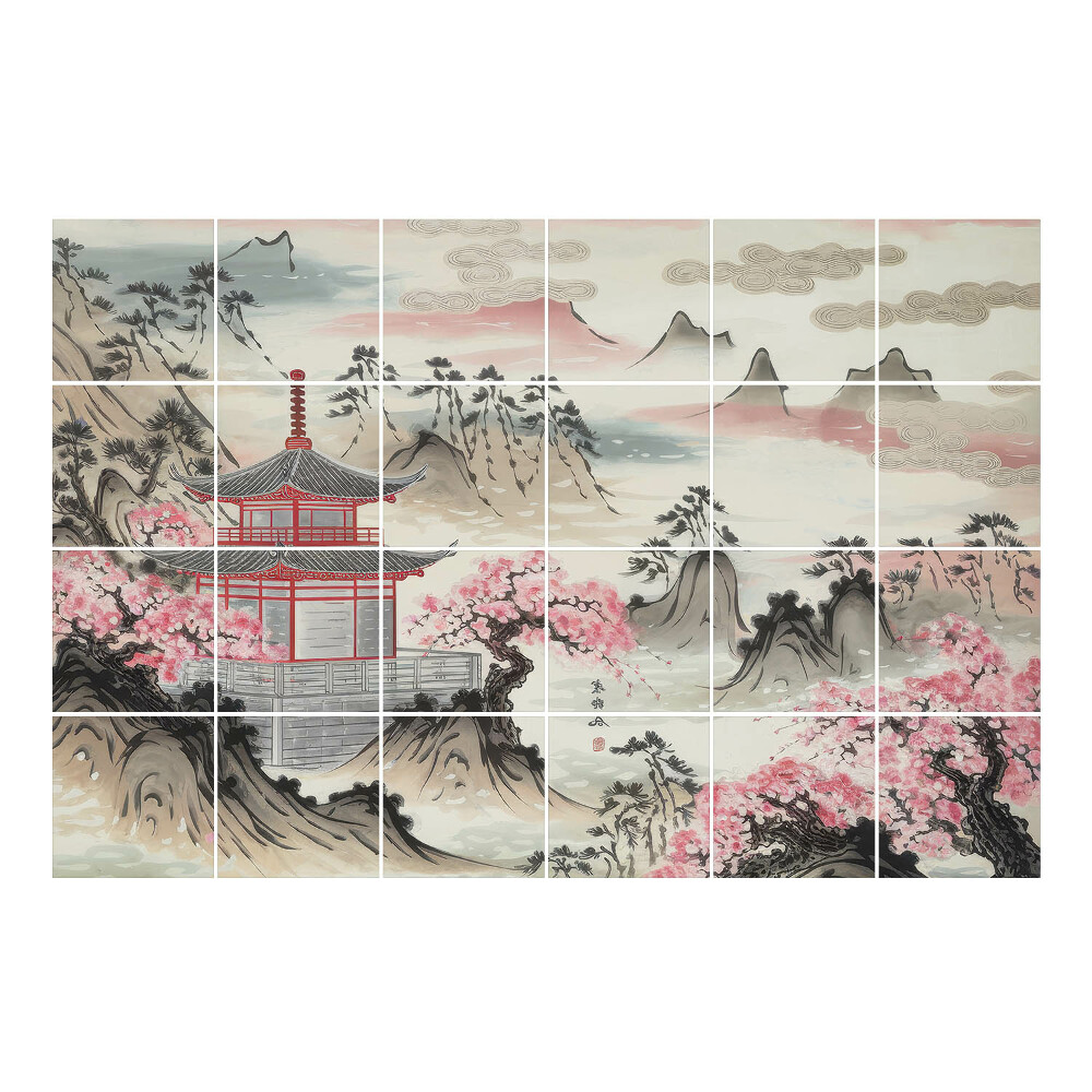 Csempefólia Pagoda hegyi tájban