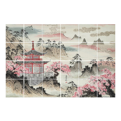 Csempefólia Pagoda hegyi tájban