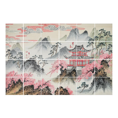 Vízálló csempe fólia Kínai építészet a hegyekben