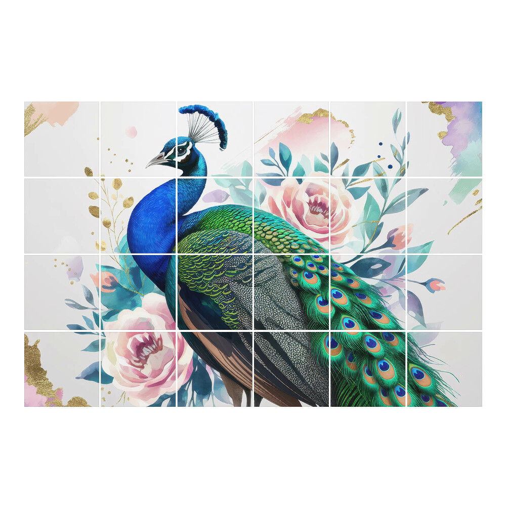Csempefólia Páva motívum virágokkal