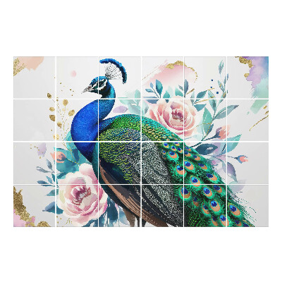 Csempefólia Páva motívum virágokkal