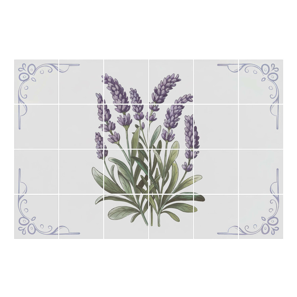 Csempe dekor matrica Levendula virágok levelekkel