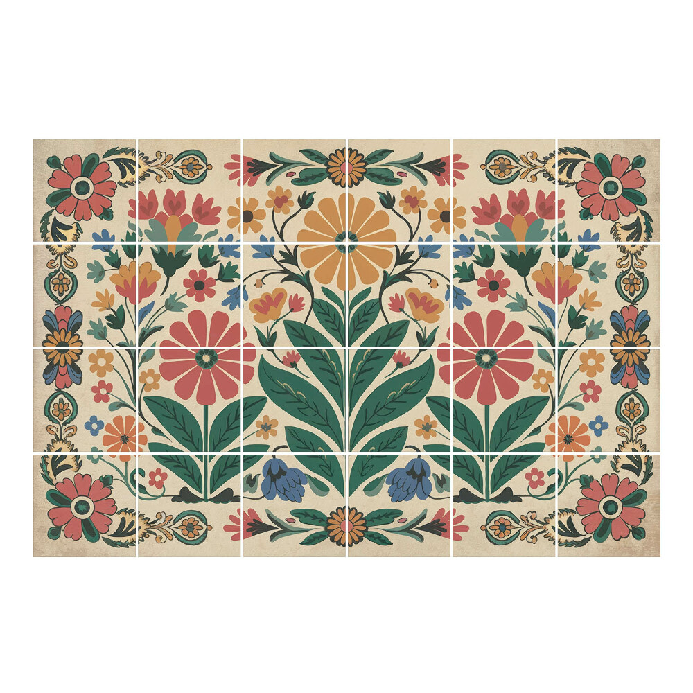 Vízálló csempe fólia Virágos népi motívum