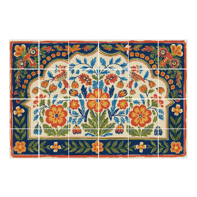 Csempe dekor matrica Virágmotívum madarakkal