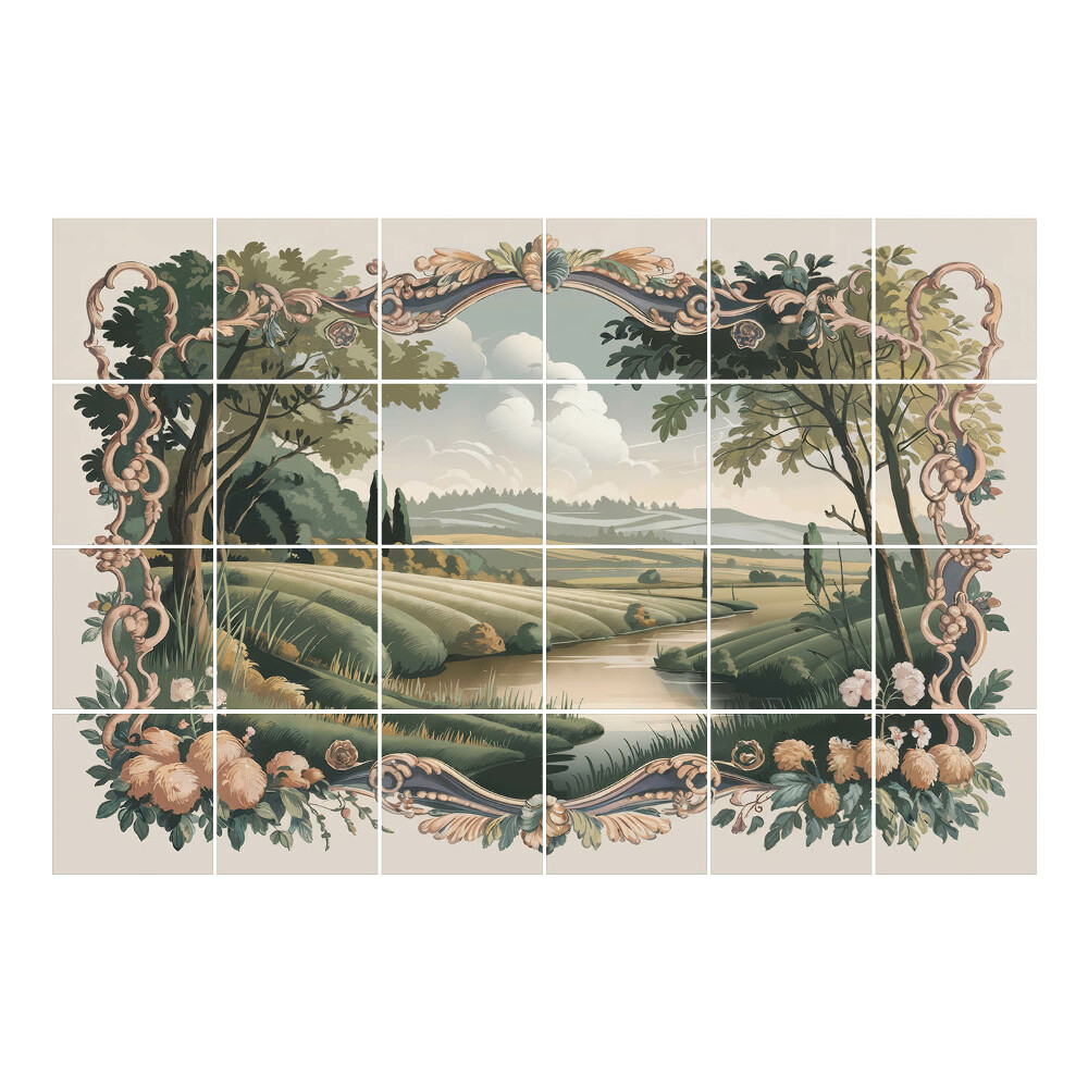 Vízálló csempe fólia Idilli táj folyóval