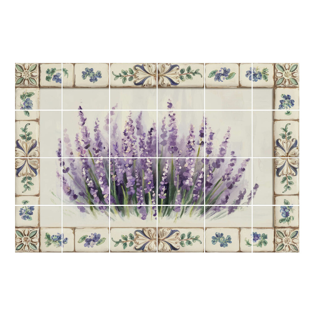 Csempe dekor matrica Levendula virágok keretben