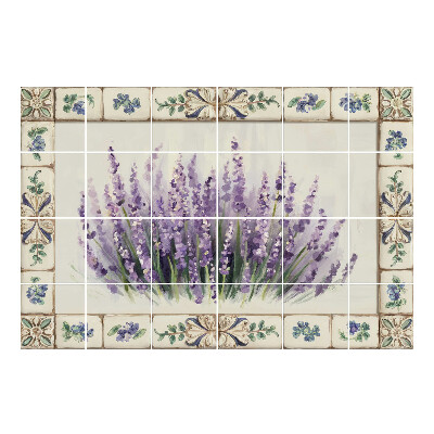 Csempe dekor matrica Levendula virágok keretben