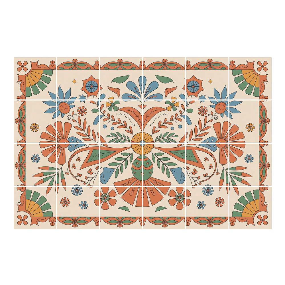 Vízálló csempe fólia Virágos népi motívum