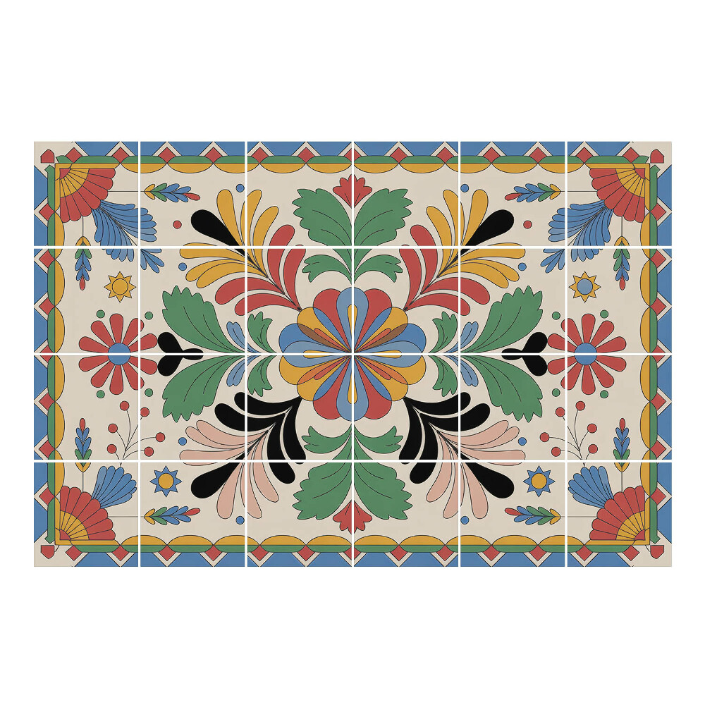 Csempe dekor matrica Virágdísz levelekkel