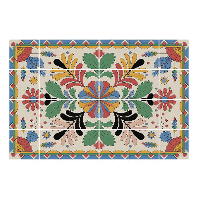 Csempe dekor matrica Virágdísz levelekkel