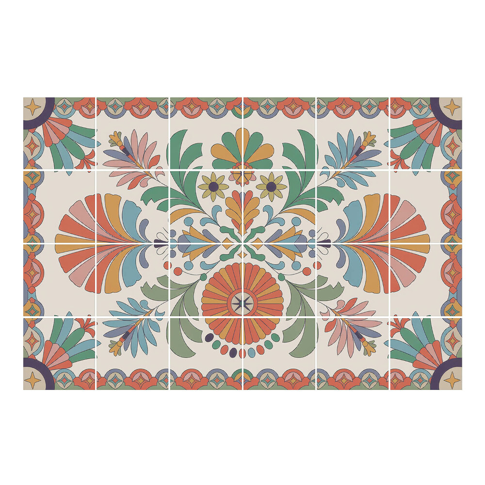 Csempefólia Virágdíszek népi stílusban