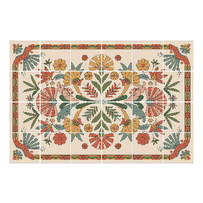 Vízálló csempe fólia Virágos népi hímzés