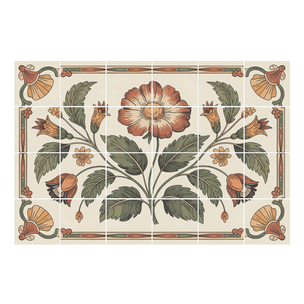 Csempe dekor matrica Virágmotívum levelekkel