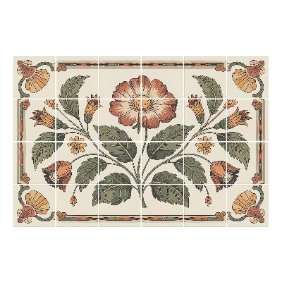 Csempe dekor matrica Virágmotívum levelekkel