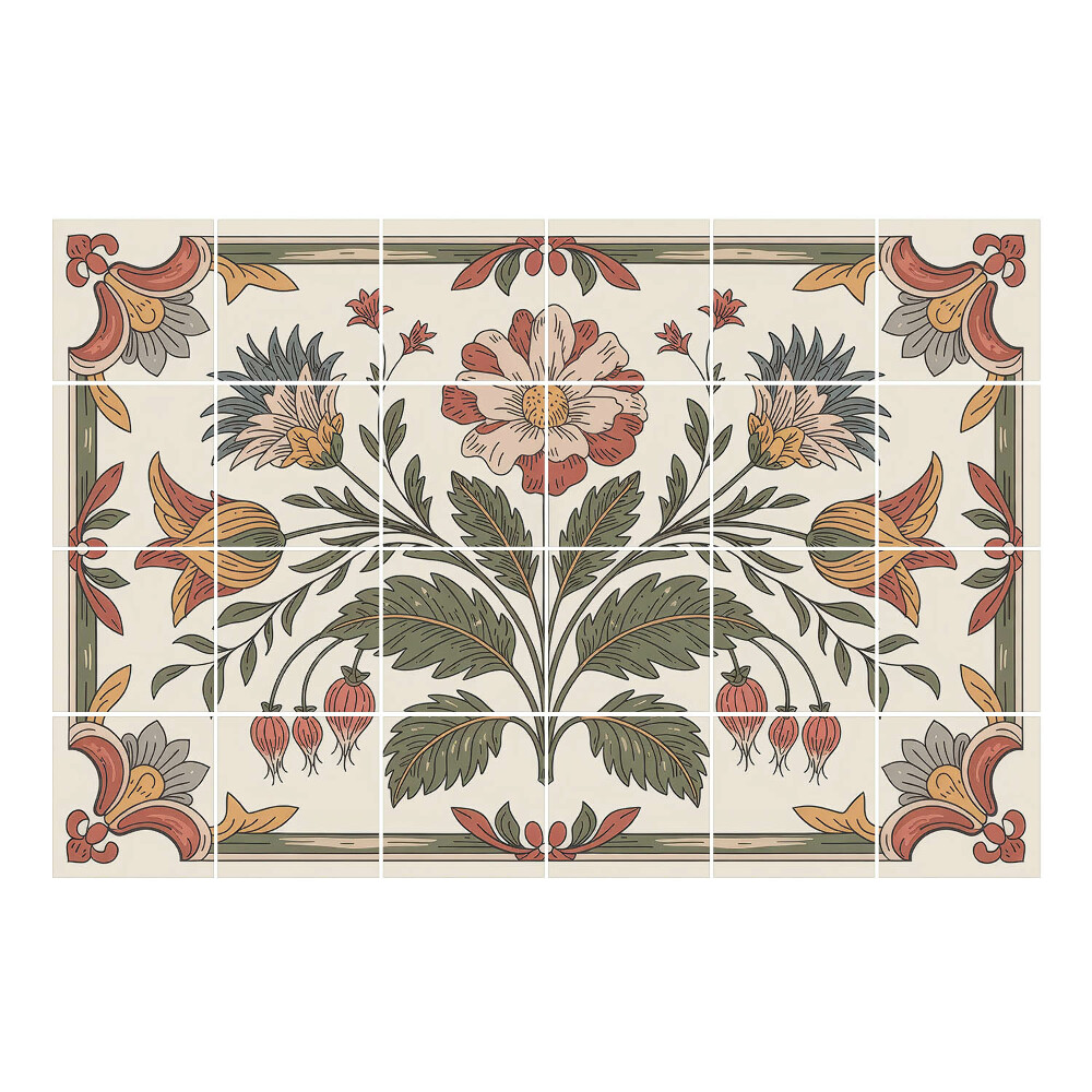 Vízálló csempe fólia Virágdísz levelekkel