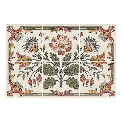 Vízálló csempe fólia Virágdísz levelekkel