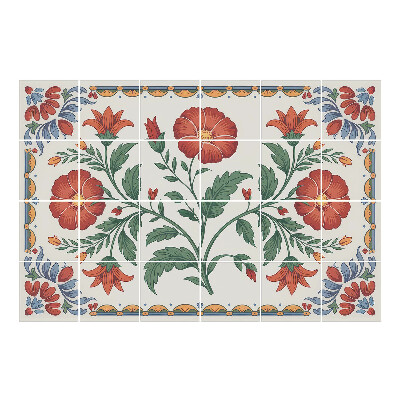 Csempe dekor matrica Virágmotívum levelekkel