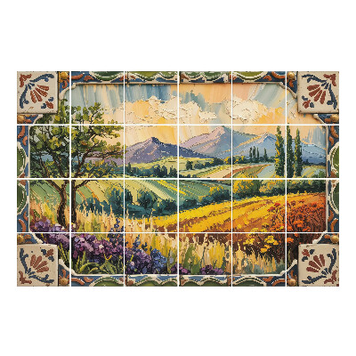 Vízálló csempe fólia Tájkép hegyekkel és fákkal