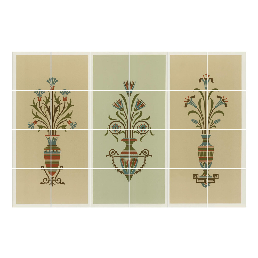 Csempe dekor matrica Virágdíszek vázákban