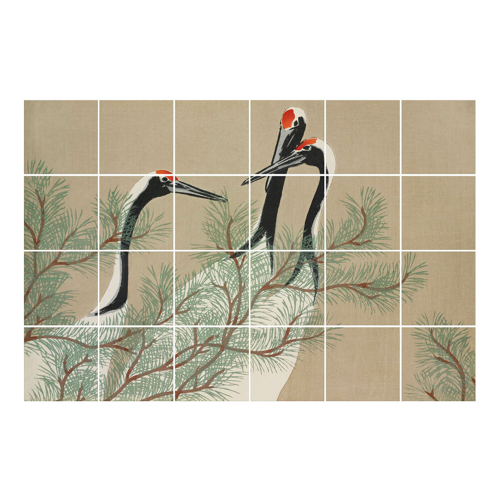 Csempefólia Három daru az ágak között