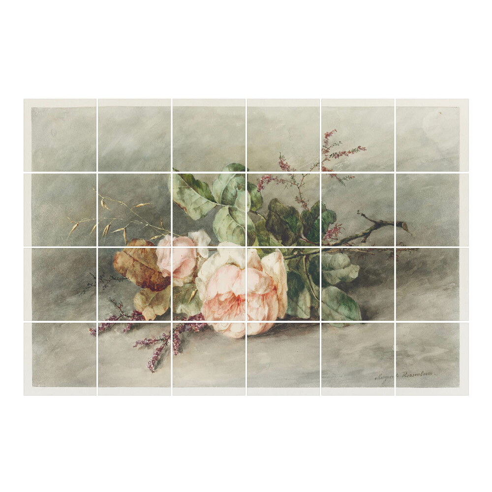 Csempe dekor matrica Virágcsokor levelekkel