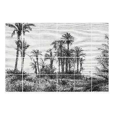 Csempe dekor matrica Pálmafák a tájban