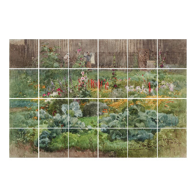 Csempefólia Egy virágokkal teli kert