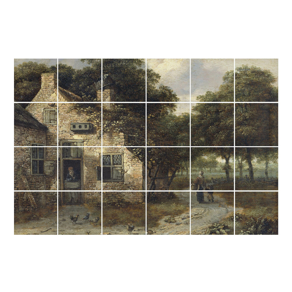 Vízálló csempe fólia Vidéki táj egy házikóval