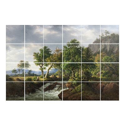 Csempe dekor matrica Festői táj folyóval