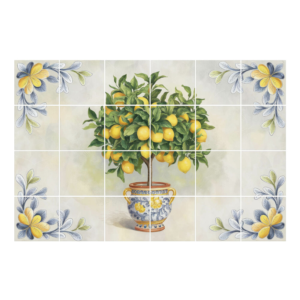 Vízálló csempe fólia Citromfa egy cserépben