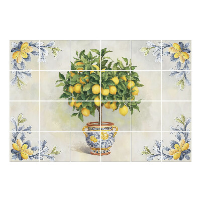 Vízálló csempe fólia Citromfa egy cserépben