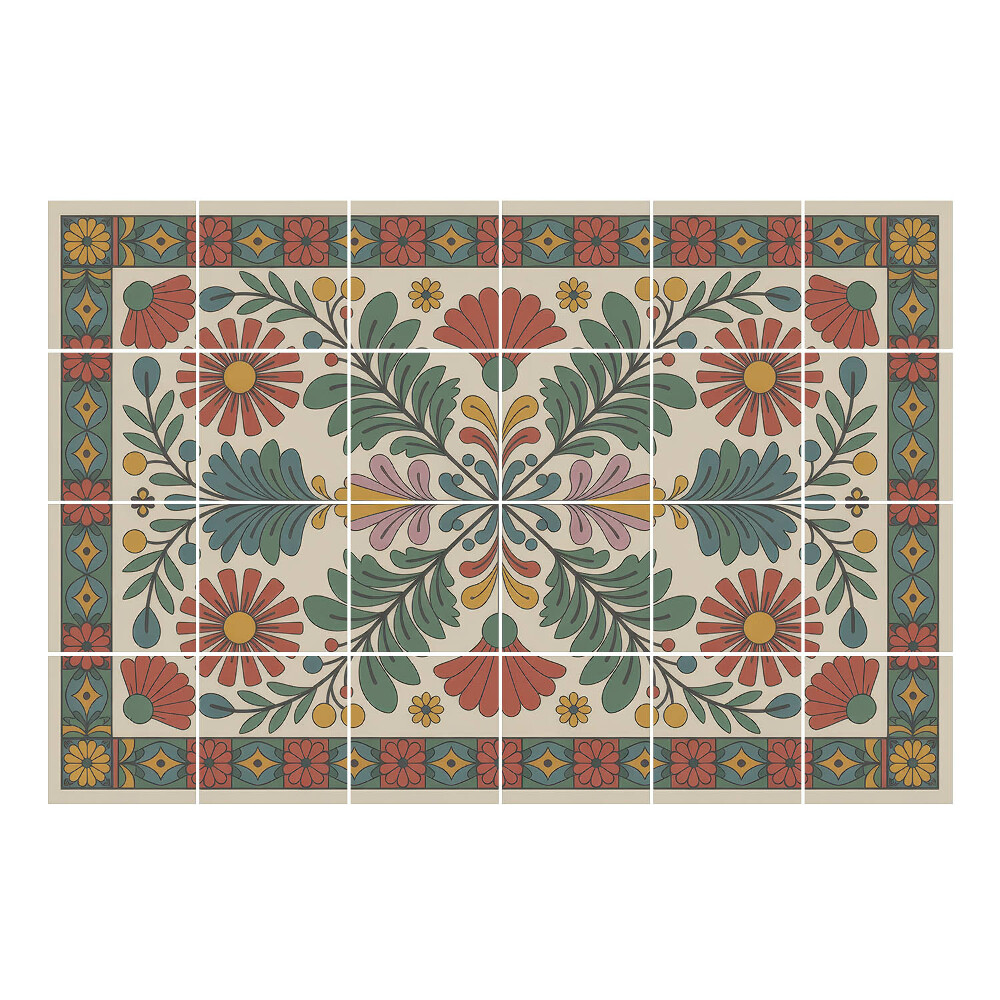 Csempefólia Virágdísz levelekkel