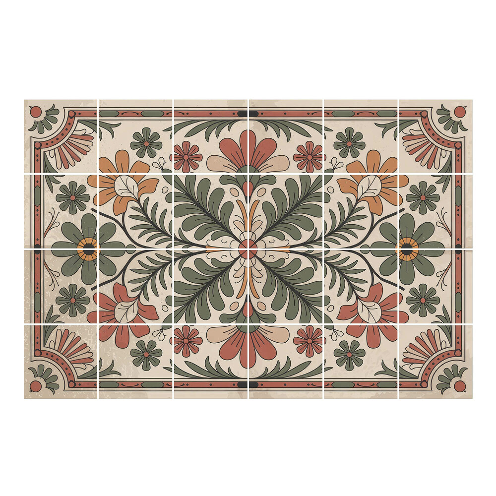 Vízálló csempe fólia Virágdísz levelekkel