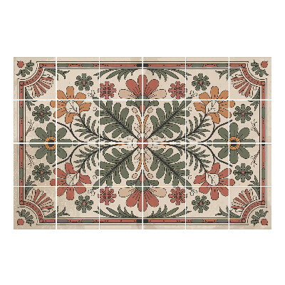 Vízálló csempe fólia Virágdísz levelekkel