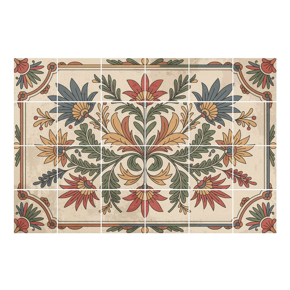 Csempe dekor matrica Virágdísz levelekkel