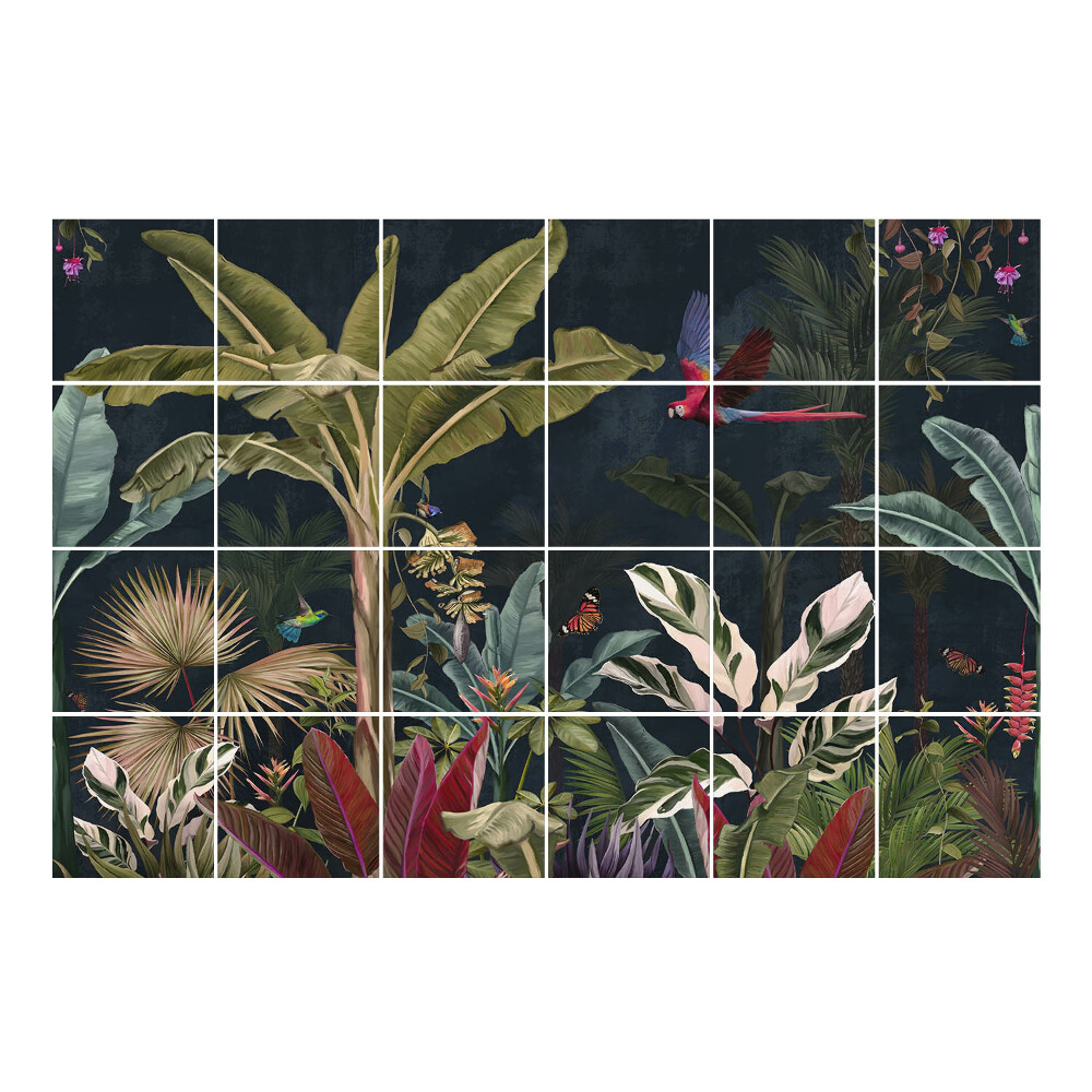 Vízálló csempe fólia Trópusi dzsungel madarakkal