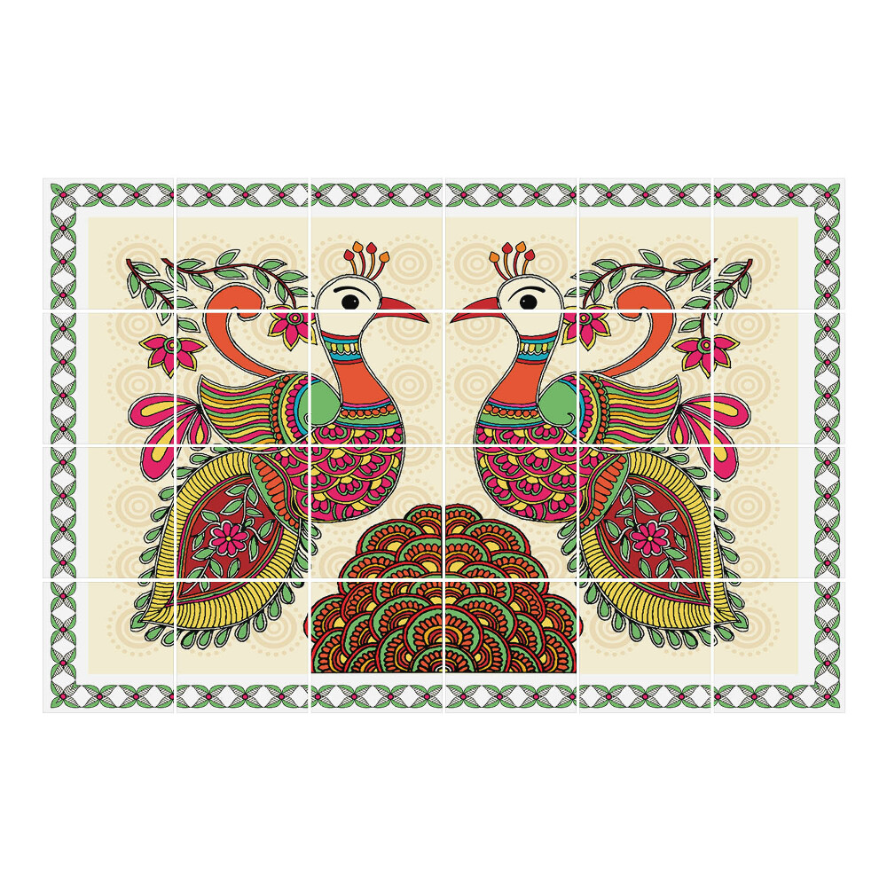 Csempefólia Két páva párban