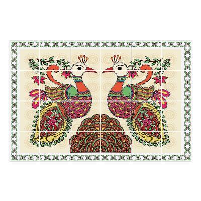 Csempefólia Két páva párban