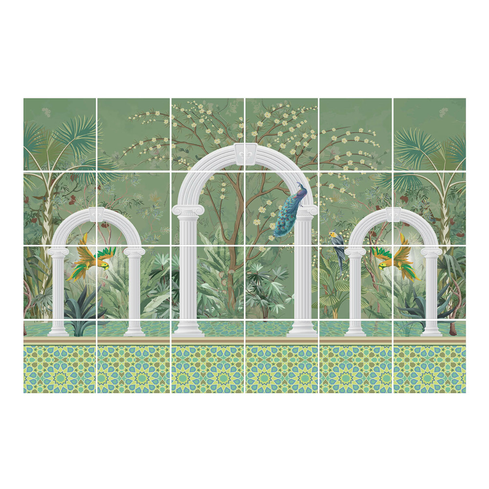 Csempe dekor matrica Trópusi dzsungel ívek