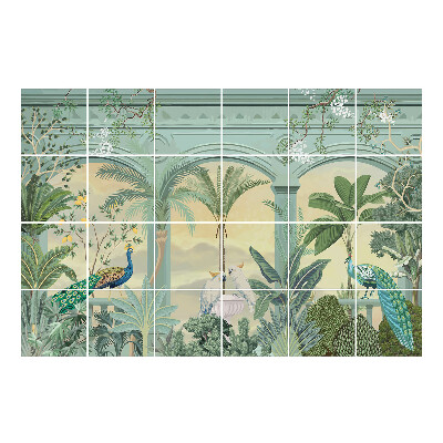 Csempe dekor matrica Trópusi paradicsom madarakkal