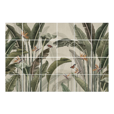 Vízálló csempe fólia Trópusi növényzet pillangókkal