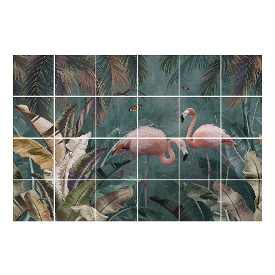 Csempe dekor matrica Flamingók a trópusokon