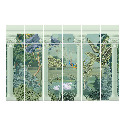 Csempefólia Idilli táj madarakkal