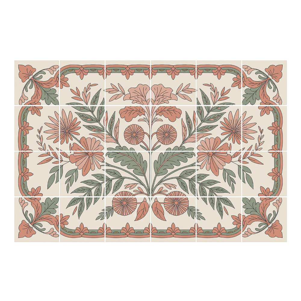 Csempefólia Virágdísz levelekkel